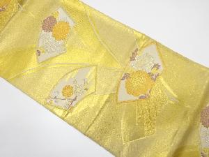 地紙に菊・牡丹・枝梅模様織り出し　袋帯